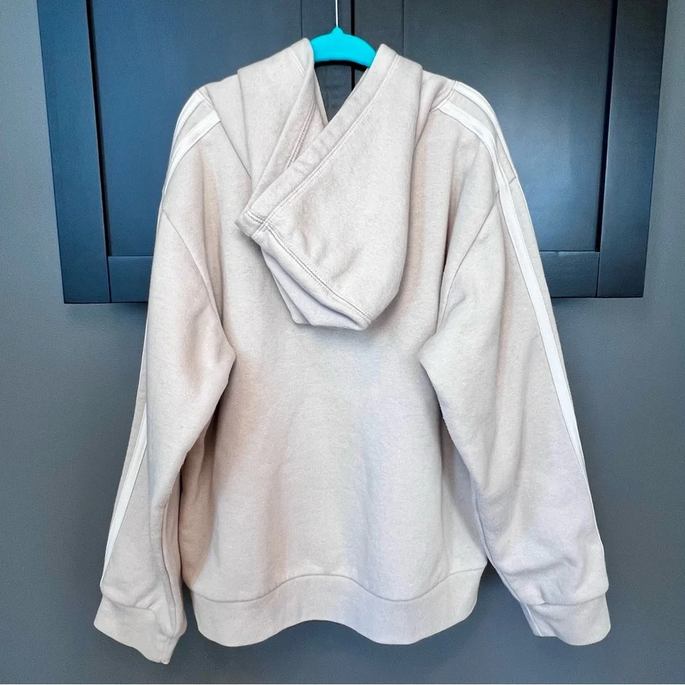 adidas Boys Tech Fleece Hoodie Tan Beige Athletic Logo Sweatshirt Youth M 10 12